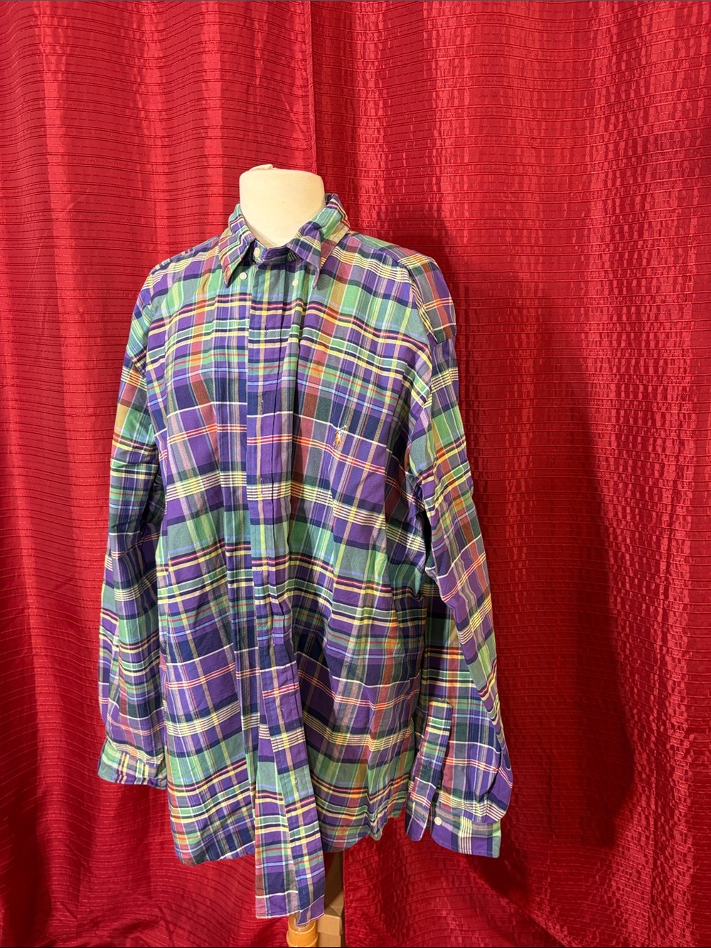 Ralph Lauren Classic Purple & Green Plaid Button-Down Shirt - Picture 4 of 8